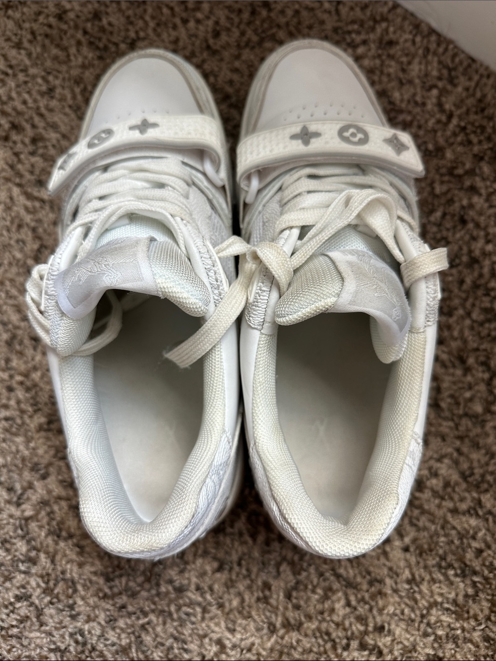 Louis Vuitton White Leather Strap Sneakers - Picture 5 of 6